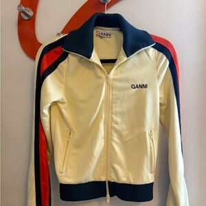 Ganni Track Jacket with Navy and Red Stripes XS 32